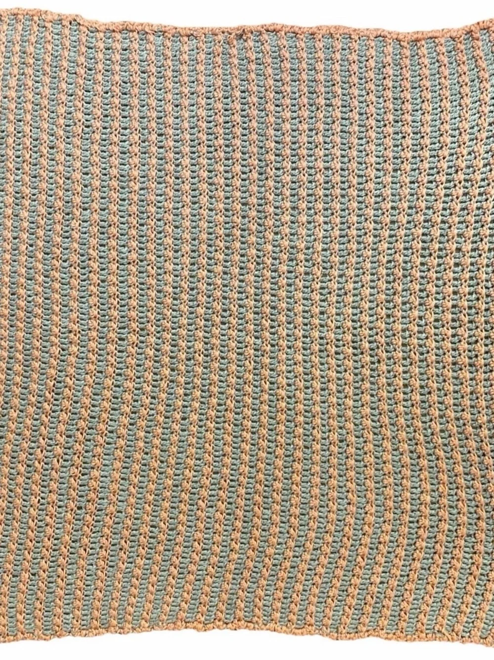 Handmade Crochet Baby Blanket Grey Coral Pink 33x33 Soft